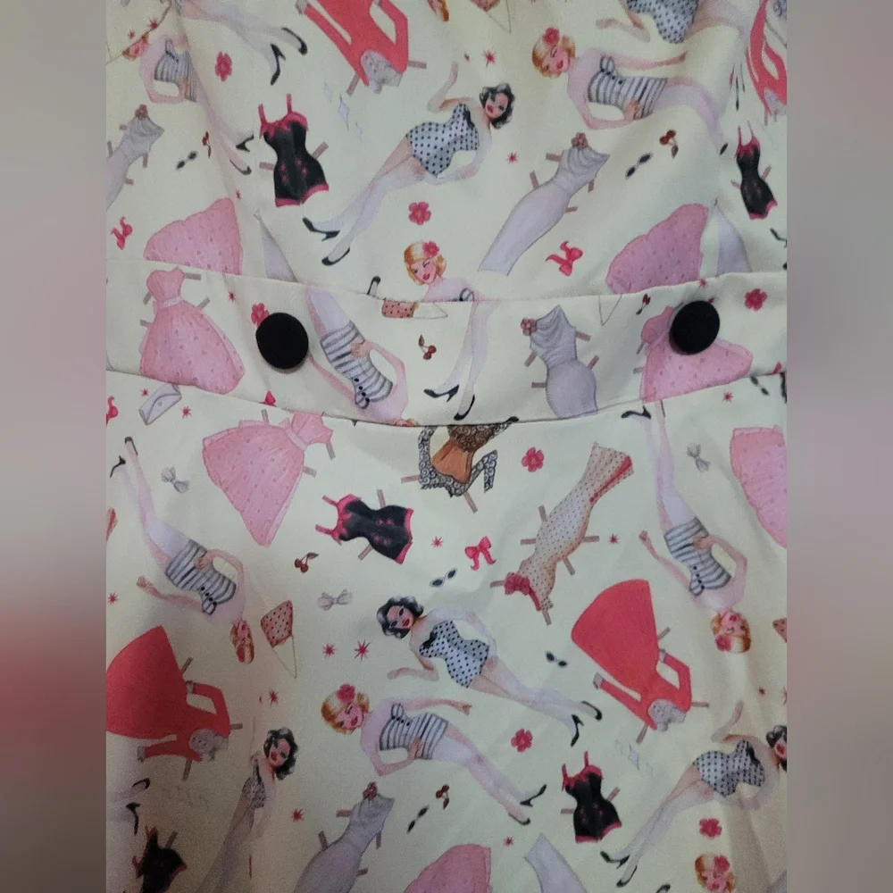 Vintage Style Dress with Retro Print - Picture 2 of 11